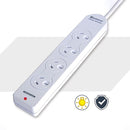 Sansai 4 Outlet Powerboard with Overload Protection White