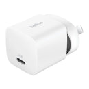 Belkin BoostCharge 25W Wall Charger & USB-C Cable With USB-C Output & 1m USB-C to USB-C Cable - White