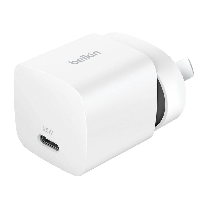 Belkin BoostCharge 25W Wall Charger & USB-C Cable With USB-C Output & 1m USB-C to USB-C Cable - White