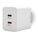 Wisecase 47W EE472OC GaN Wall Charger with 2xUSB-C PD Ports White