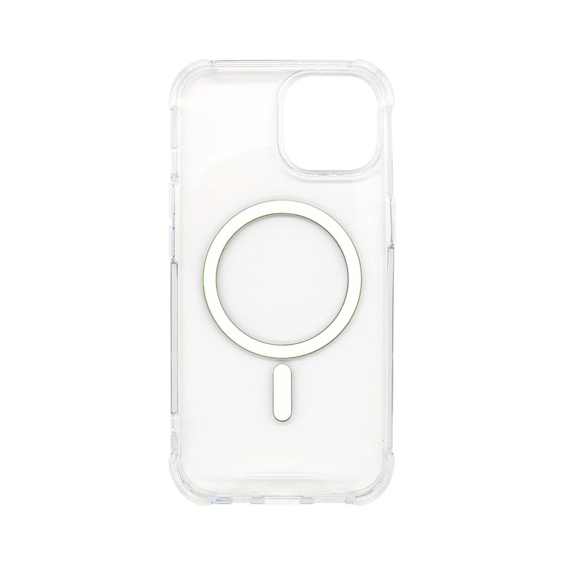 Wisecase iPhone 15 Tough Gel Magsafe Clear+Green