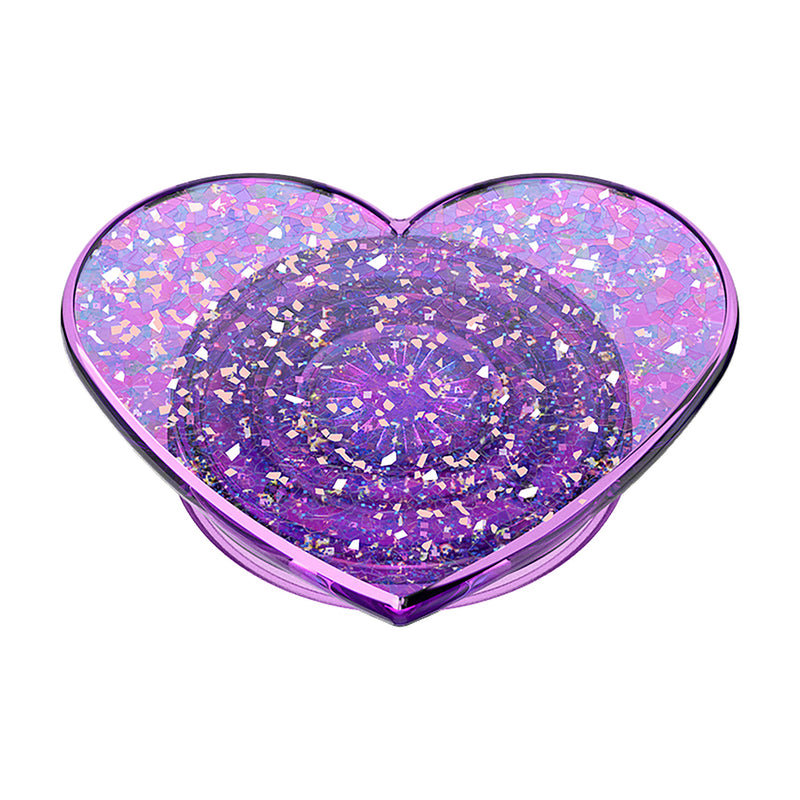 Popsnap Adhesive Grip&Stand Iridescent Confetti Dreamy Heart Purple