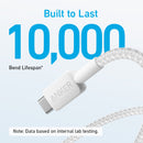 Anker 322 USB-A to USB-C Cable - White (6ft Braided) 180CM