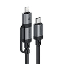 Acefast C20-01 USB-C to USB-C /Lightning Aluminum Alloy Connectors Charging Data Cable 1.2m Black