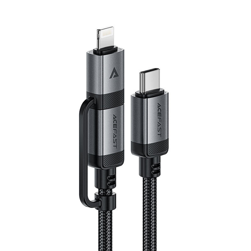 Acefast C20-01 USB-C to USB-C /Lightning Aluminum Alloy Connectors Charging Data Cable 1.2m Black