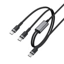 Acefast C22-02 USB-C to 2*USB-C 100W Aluminum Alloy Charging Data Cable 0.7m Black
