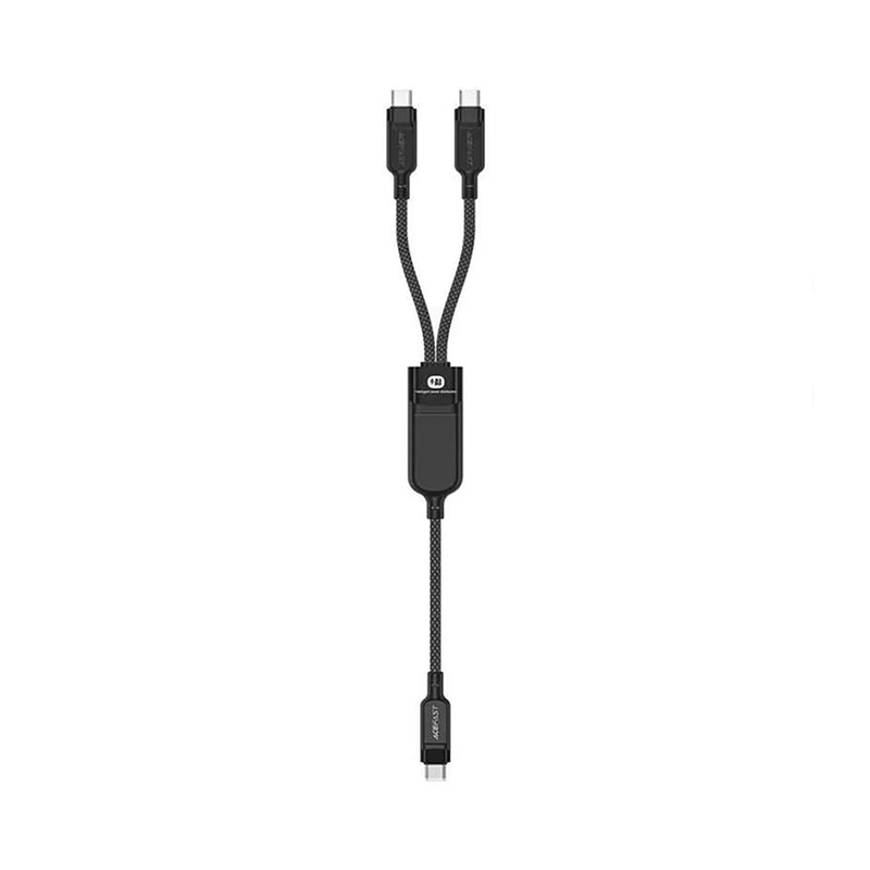 Acefast C5-11 USB-C 2-in-1 100W Intelligent Balance Aluminum Alloy Connectors Charging Data Cable 0.8m Black
