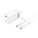 Mophie Essential 30W USB-C Wall Charger & C-C Cable Bundle, Power Delivery, 1C, White
