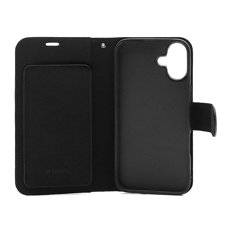 Wisecase iPhone 16 Plus Deluxe Wallet Folio Black