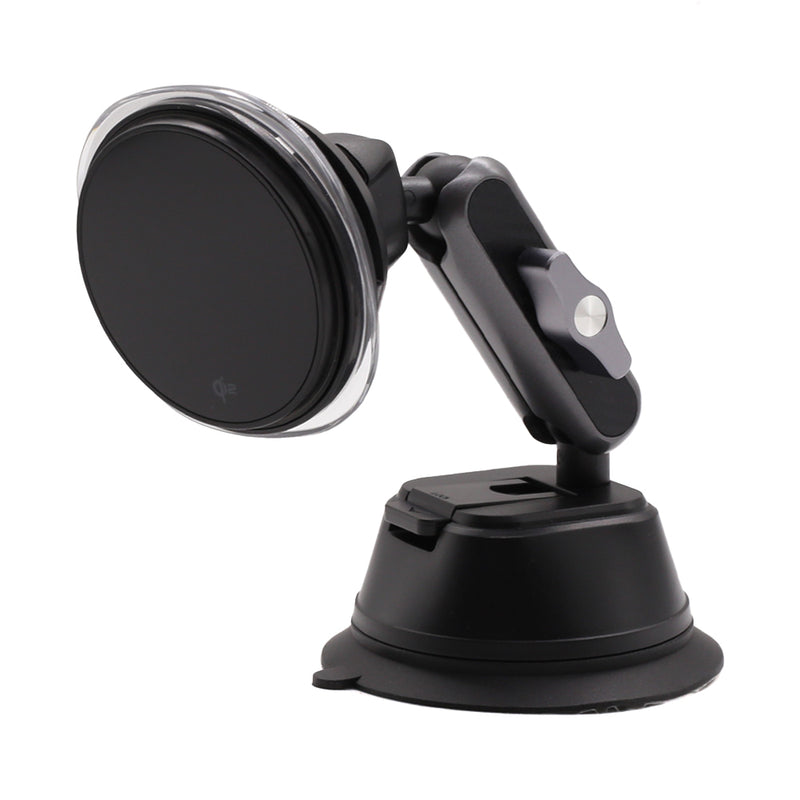 Wisecase WH03S-S40/S00 15W Qi2 MagSafe Car Phone Holder With Suction Mount & Adjustable Arm Black