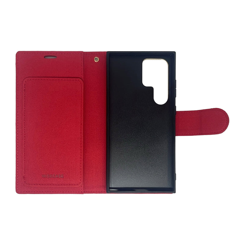 Wisecase Samsung Galaxy S24 Ultra Deluxe Wallet Folio Red