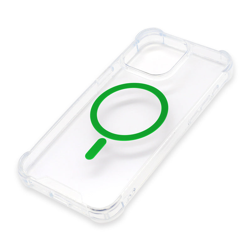 Wisecase iPhone 15 ProMax Tough Gel Magsafe Clear+Green