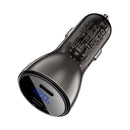Acefast B10 metal car charger 60W (USB-C + USB-C) with digital display black