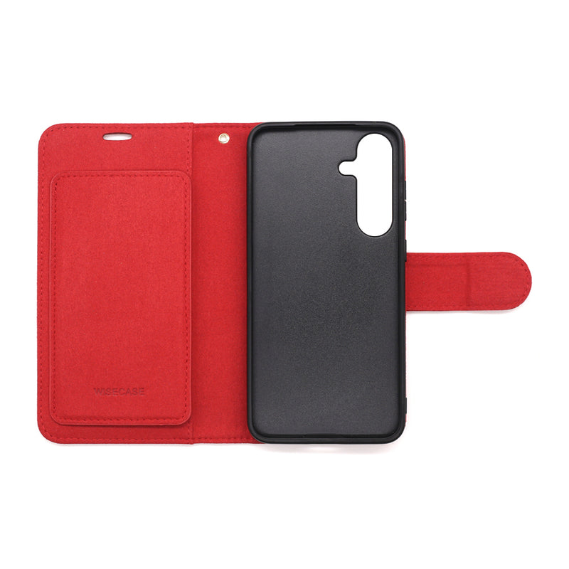 Wisecase Samsung Galaxy S25 Plus Deluxe Wallet Folio Red