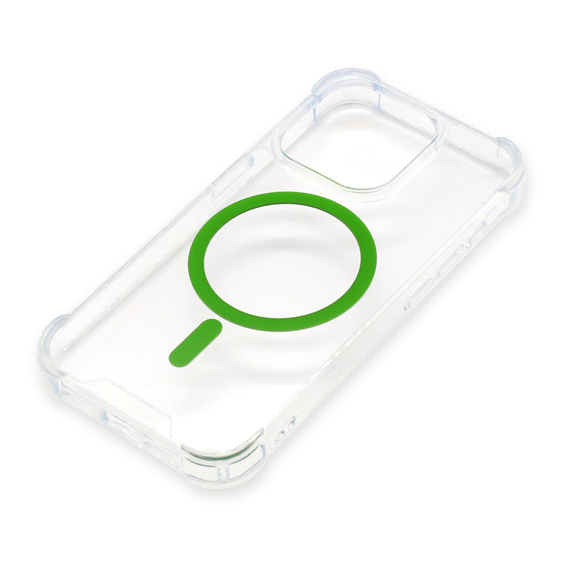 Wisecase iPhone 15 Pro Tough Gel Magsafe Clear+Green