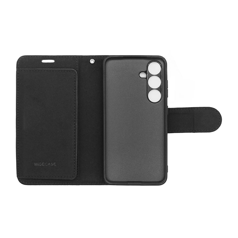 Wisecase Samsung Galaxy S25 Deluxe Wallet Folio Black