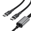 Acefast C22-02 USB-C to 2*USB-C 100W Aluminum Alloy Charging Data Cable 0.7m Black