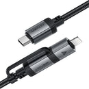 Acefast C20-01 USB-C to USB-C /Lightning Aluminum Alloy Connectors Charging Data Cable 1.2m Black