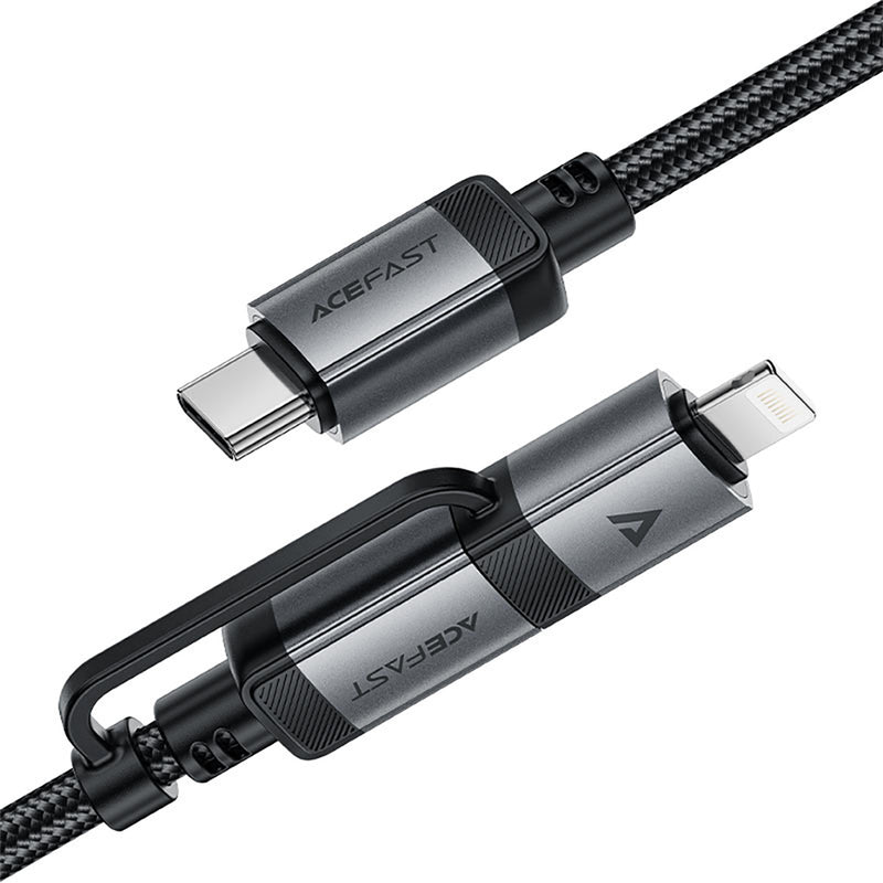 Acefast C20-01 USB-C to USB-C /Lightning Aluminum Alloy Connectors Charging Data Cable 1.2m Black
