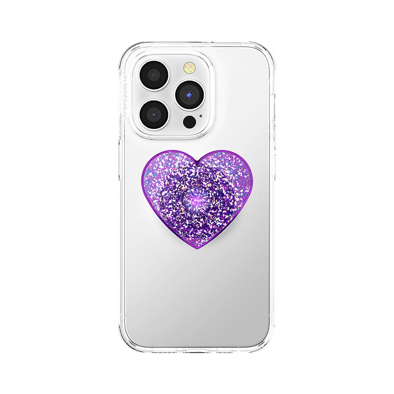 Popsnap Adhesive Grip&Stand Iridescent Confetti Dreamy Heart Purple