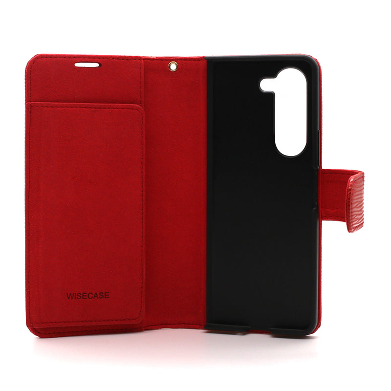 Wisecase Sam Galaxy Z Fold 5 Deluxe Wallet Folio Red