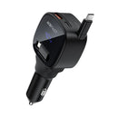 Acefast B17 95W Car Charger with Telescopic Cable Black