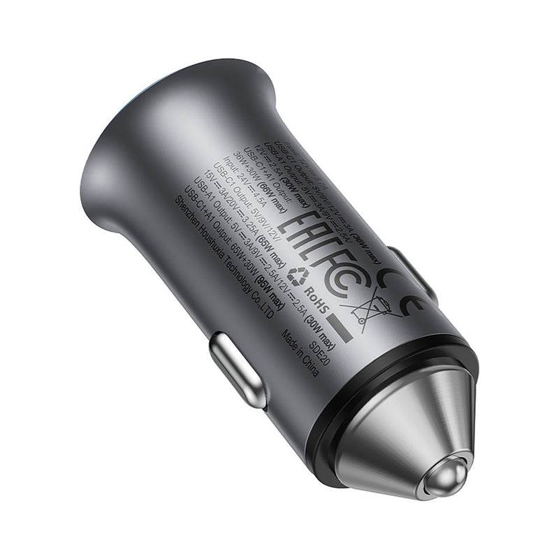 Acefast B16 95W (USB-A+USB-C) Dual Port Metal Car Charger Set (P5) Metal Gray