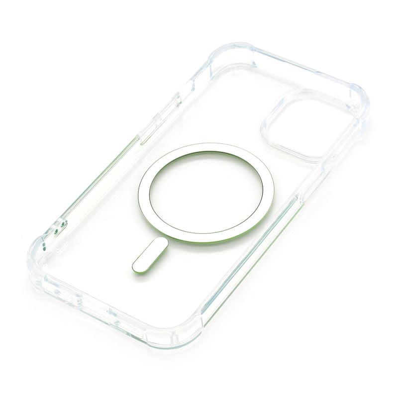 Wisecase iPhone 15 Tough Gel Magsafe Clear+Green