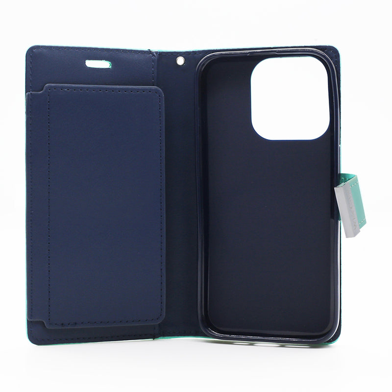 Wisecase iPhone 15 Pro Pocket Diary Wallet Cyan
