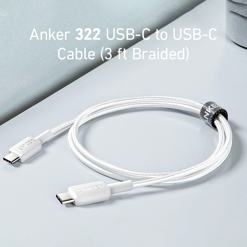 Anker 322 USB-C to USB-C Cable - White (3ft Braided) 90CM