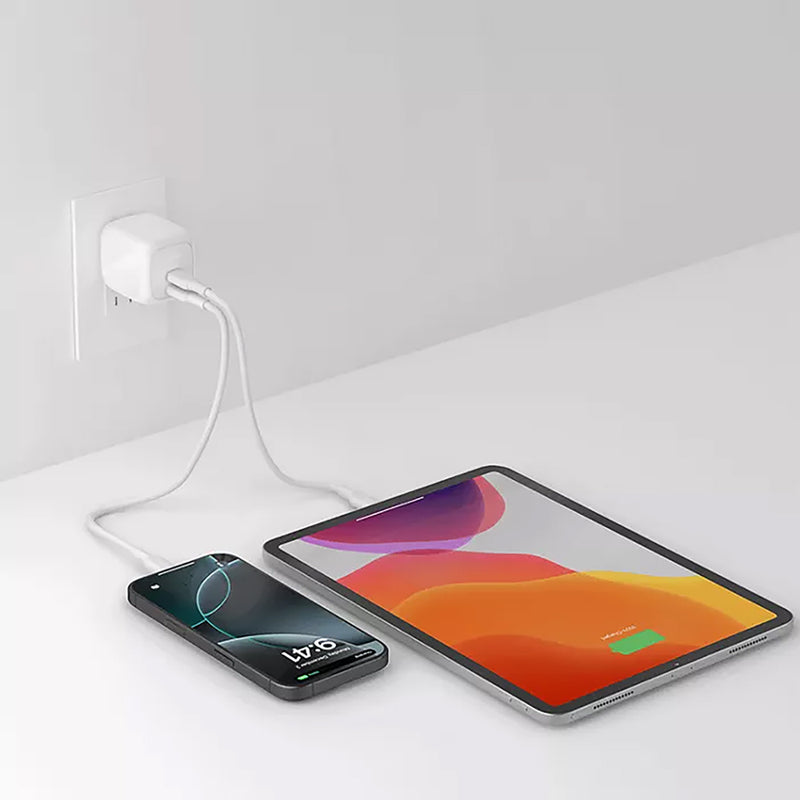 Belkin BoostCharge 67W GaN Wall Charger With Dual port USB-C Output - White