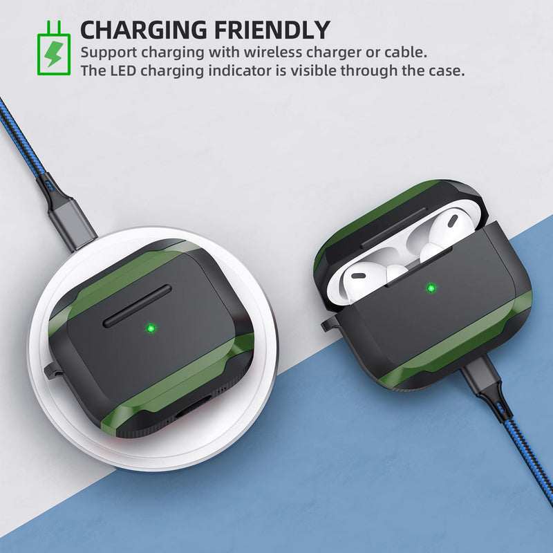 Wisecase Protective Airpod Case for Airpods Pro3 Black+Green