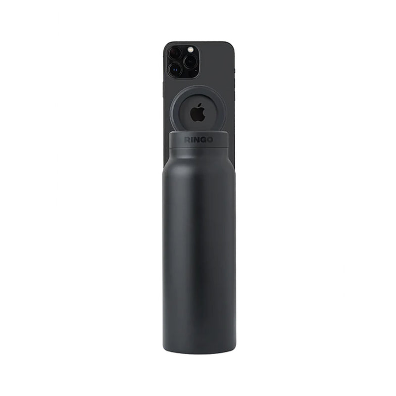 Ringo All-in-One Water Bottle with Magnetic Phone Mount - Black 710ml (24oz)