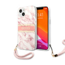 Guess HC PC/TPU Marble Strap for iPhone 13 Pink
