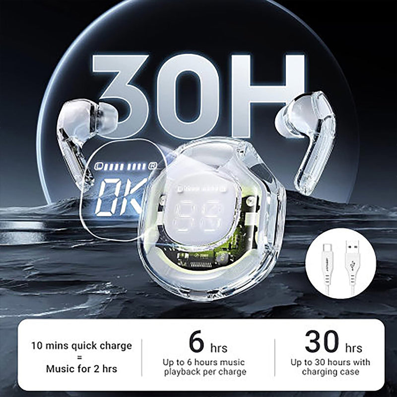 Acefast T8 Crystal color (2) Bluetooth earbuds white moon