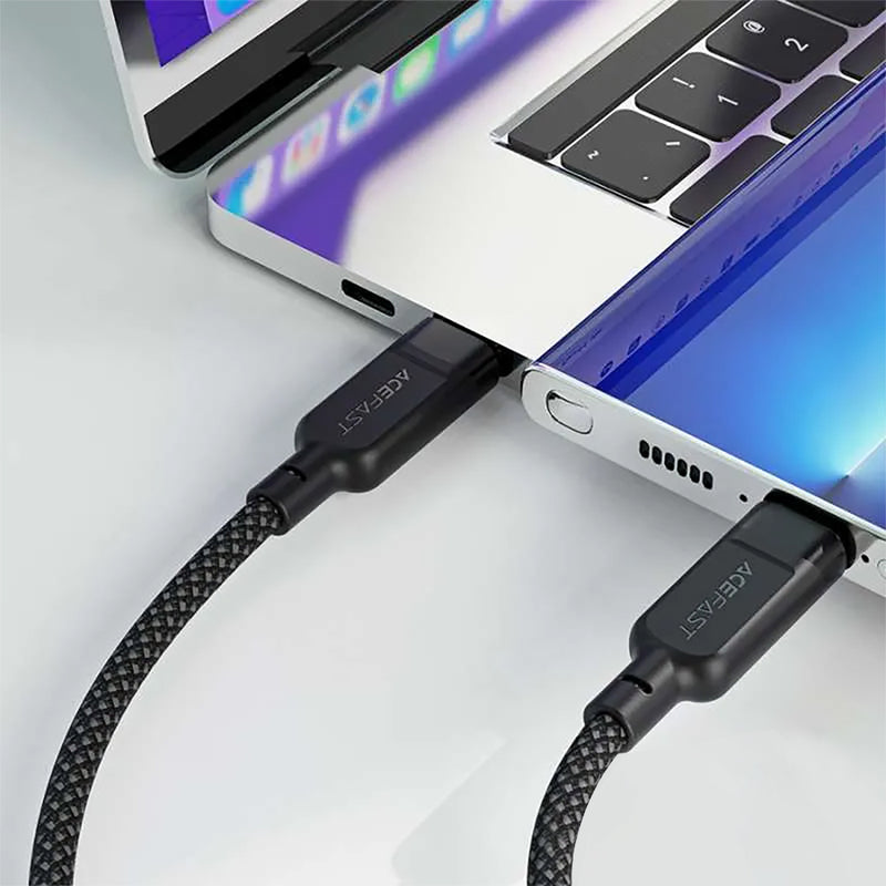 Acefast C5-11 USB-C 2-in-1 100W Intelligent Balance Aluminum Alloy Connectors Charging Data Cable 0.8m Black