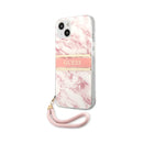 Guess HC PC/TPU Marble Strap for iPhone 13 Pink