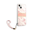 Guess HC PC/TPU Marble Strap for iPhone 13 Pink