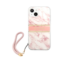Guess HC PC/TPU Marble Strap for iPhone 13 Pink
