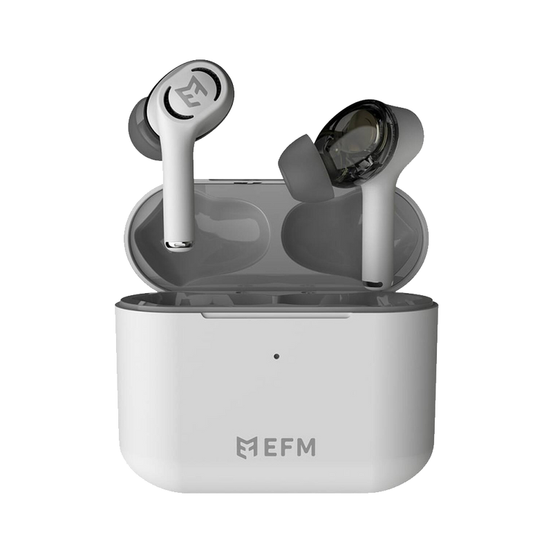 EFM TWS Alanta Dual Driver Earbuds with Wireless Charging - White