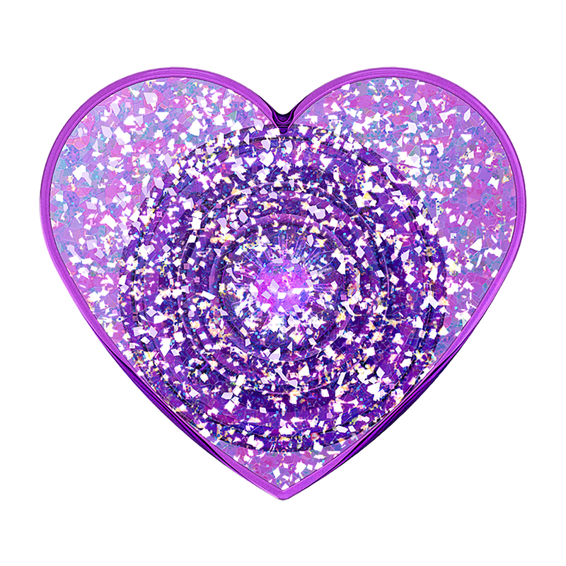 Popsnap Adhesive Grip&Stand Iridescent Confetti Dreamy Heart Purple