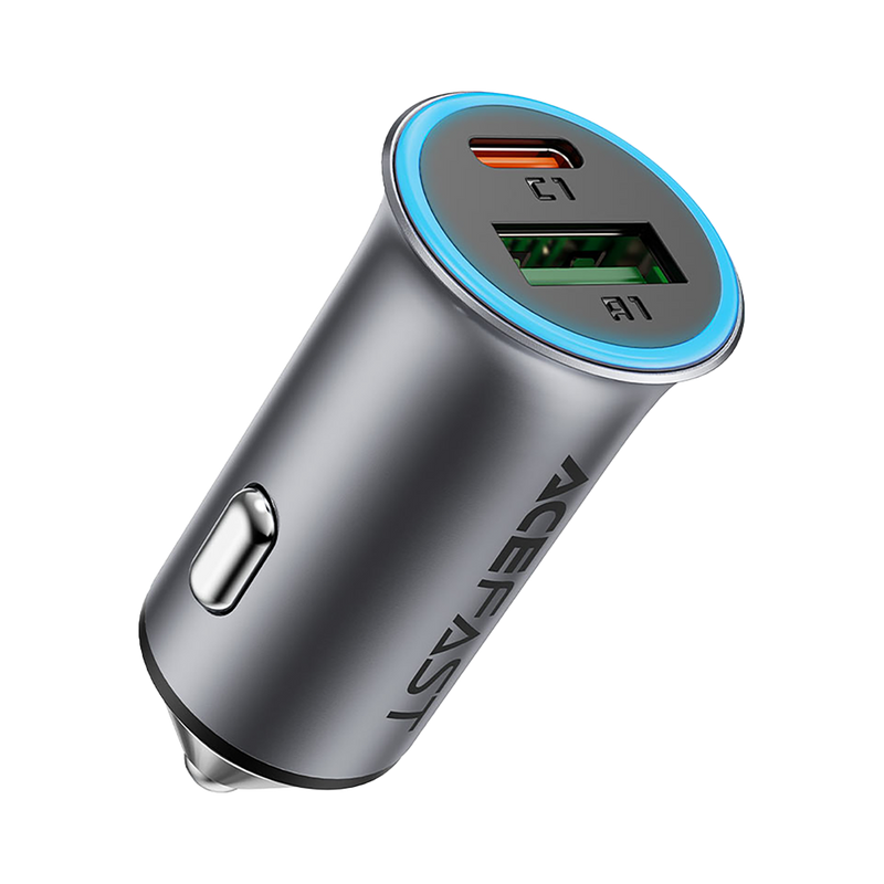Acefast B16 95W (USB-A+USB-C) Dual Port Metal Car Charger Set (P5) Metal Gray