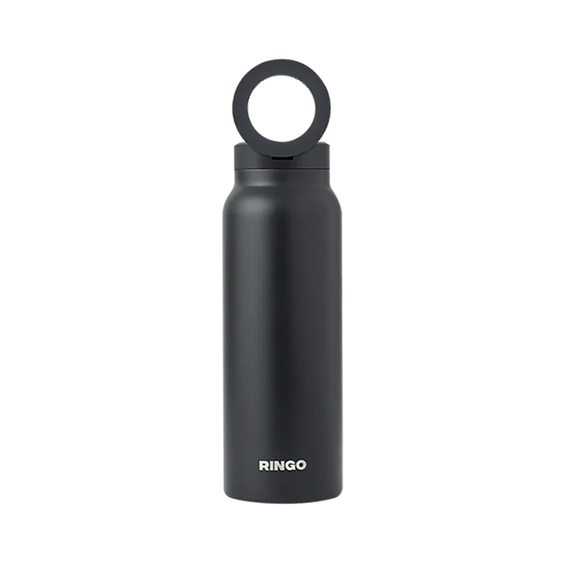Ringo All-in-One Water Bottle with Magnetic Phone Mount - Black 710ml (24oz)