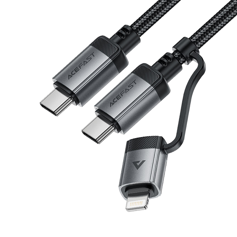 Acefast C20-01 USB-C to USB-C /Lightning Aluminum Alloy Connectors Charging Data Cable 1.2m Black