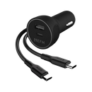 EFM 39W Dual Port Car Charger TypeC PD Port to USB-A - QC3.0 with Type-C to Type-C Cable 1M - Black