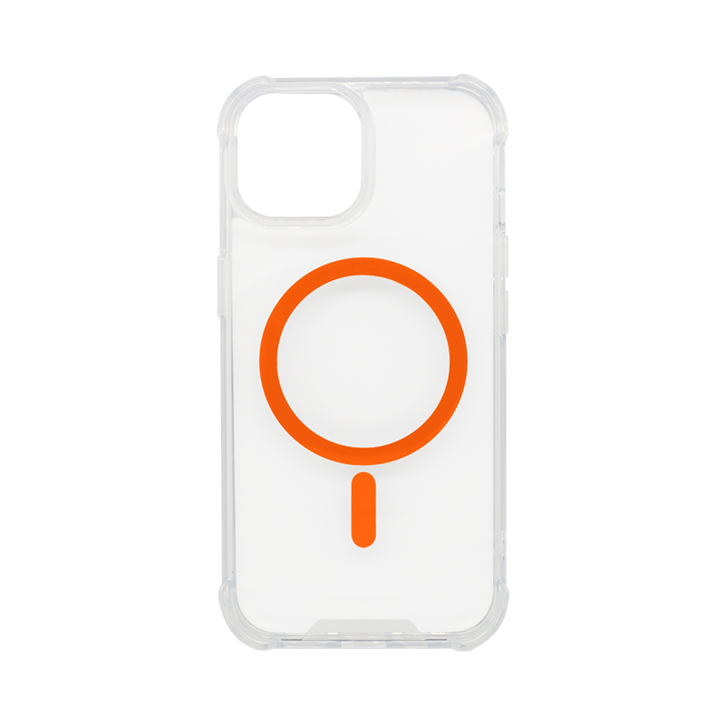 Wisecase iPhone 15 Tough Gel Magsafe Clear+Orange