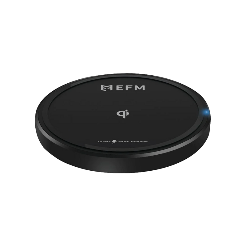 EFM 15W Wireless Charge Pad With USB to Type-C Charge Cable Black