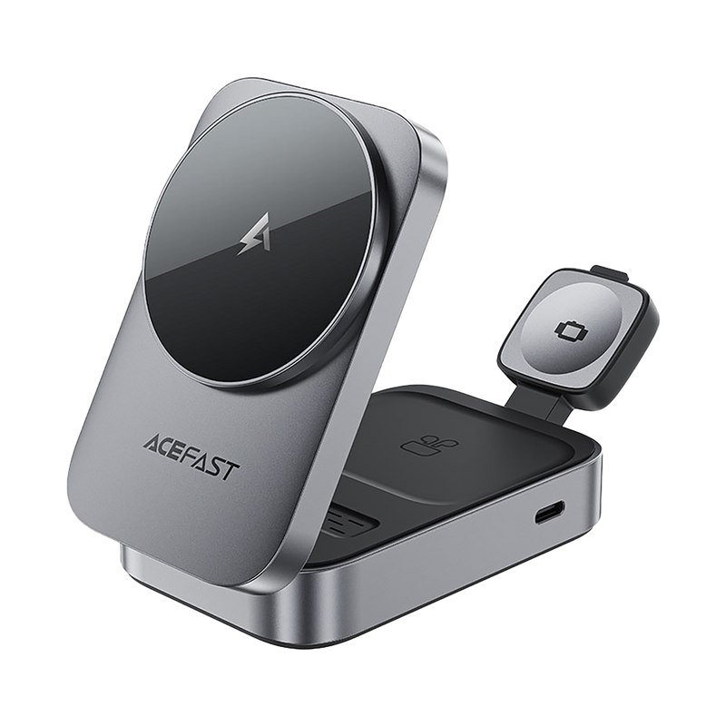 Acefast E22 Desktop 3-in-1 Wireless Charging Holder Metal Gray