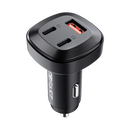 Acefast B3 66W(USB-C+USB-C+USB-A) three-port metal car charger black