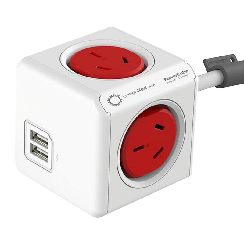 Allocacoc PowerCube Extended Surge AU White+Red